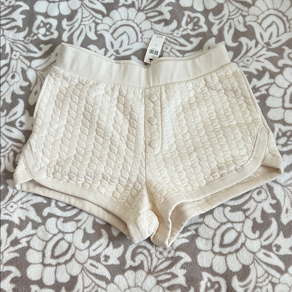 Grey State Cream Textured Lounge Shorts